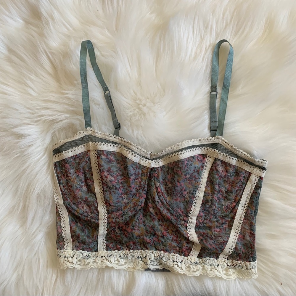 Women’s Kimchi Blue Green  Floral crop Bralette